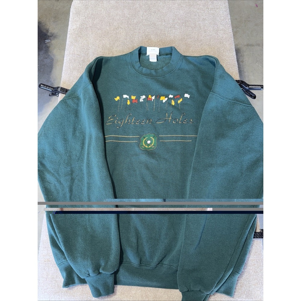 Vintage Golf Eighteen Holes Men's Size XL Green Crew Neck Sweater